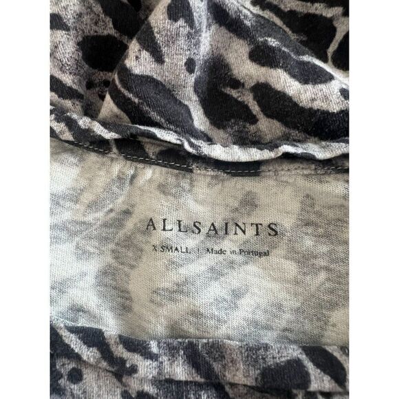 AllSaints Women Size XS Gray Black Leopard Print Cotton Ambient Kiana Tank Top - Picture 4 of 10